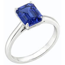 Afbeelding in Gallery-weergave laden, Solitaire Smaragd Ceylon Saffier Ring 14K Wit Goud 1,50 Karaat