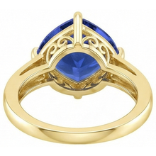 Afbeelding in Gallery-weergave laden, Solitaire Triljoen Blauwe Saffier Ring Geel Gouden Sieraden 3 Karaat