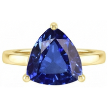 Afbeelding in Gallery-weergave laden, Solitaire Triljoen Blauwe Saffier Ring Geel Gouden Sieraden 3 Karaat