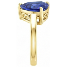 Afbeelding in Gallery-weergave laden, Solitaire Triljoen Blauwe Saffier Ring Geel Gouden Sieraden 3 Karaat