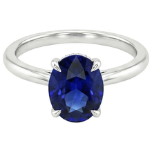 Afbeelding in Gallery-weergave laden, Solitaire Trouwring Wit Goud Blauwe Saffier 3 Karaat