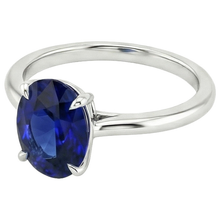 Afbeelding in Gallery-weergave laden, Solitaire Trouwring Wit Goud Blauwe Saffier 3 Karaat