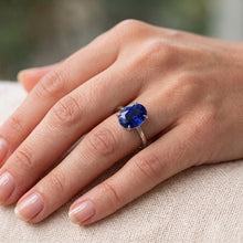 Afbeelding in Gallery-weergave laden, Solitaire Trouwring Wit Goud Blauwe Saffier 3 Karaat