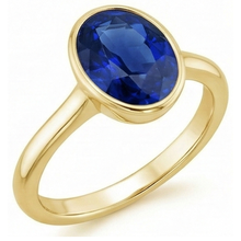 Afbeelding in Gallery-weergave laden, Solitaire Verlovingsring Bezel Set Ovaal Ceylon Sapphire 2,50 karaat