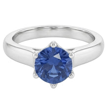 Afbeelding in Gallery-weergave laden, Solitaire blauwe saffier edelsteen ring 2 karaat witgoud