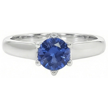 Afbeelding in Gallery-weergave laden, Solitaire blauwe saffier edelsteen ring 2 karaat witgoud