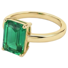 Afbeelding in Gallery-weergave laden, Solitaire groene smaragd ring 3 karaat geel goud 14K edelsteen sieraden