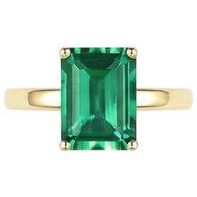 Afbeelding in Gallery-weergave laden, Solitaire groene smaragd ring 3 karaat geel goud 14K edelsteen sieraden