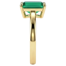 Afbeelding in Gallery-weergave laden, Solitaire groene smaragd ring 3 karaat geel goud 14K edelsteen sieraden
