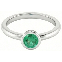 Afbeelding in Gallery-weergave laden, Solitaire groene smaragd verlovingsring 0,75 karaat bezel instelling