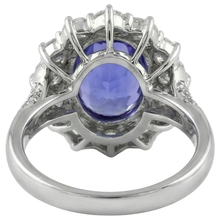 Afbeelding in Gallery-weergave laden, echte round tanzaniet 7.25karaat ring met diamantaccenten