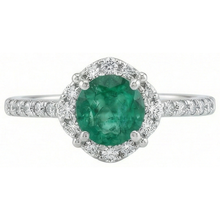 Afbeelding in Gallery-weergave laden, Solitaire met accenten 3,40 ct groene smaragd en Natuurlijke echte diamanten ( niet in een laboratorium gekweekt ) ring wit goud 14K