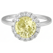 Afbeelding in Gallery-weergave laden, Solitaire met accenten 4 karaat gele saffier ring wit goud 14K