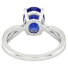 Afbeelding in Gallery-weergave laden, Solitaire met accenten Jubileumring blauwe saffier 3,50 karaat