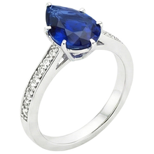 Afbeelding in Gallery-weergave laden, Solitaire met accenten Ring Blue Sapphire 3,50 karaats kanaalinstelling