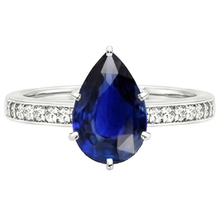 Afbeelding in Gallery-weergave laden, Solitaire met accenten Ring Blue Sapphire 3,50 karaats kanaalinstelling