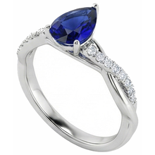 Afbeelding in Gallery-weergave laden, Solitaire met accenten Ring Ceylon Sapphire 2,50 karaat twist-stijl