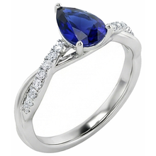 Afbeelding in Gallery-weergave laden, Solitaire met accenten Ring Ceylon Sapphire 2,50 karaat twist-stijl