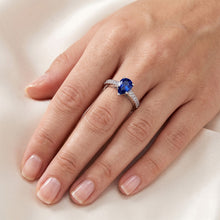 Afbeelding in Gallery-weergave laden, Solitaire met accenten Ring Teardrop-stijl blauwe saffier 2,50 karaat
