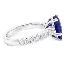 Afbeelding in Gallery-weergave laden, Solitaire met accenten Ring Teardrop-stijl blauwe saffier 2,50 karaat
