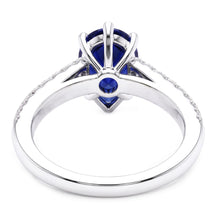 Afbeelding in Gallery-weergave laden, Solitaire met accenten Ring Teardrop-stijl blauwe saffier 2,50 karaat