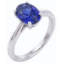 Afbeelding in Gallery-weergave laden, Solitaire ovale edelsteen ringtand set natuurlijke blauwe saffier 1 karaat