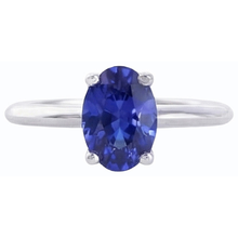Afbeelding in Gallery-weergave laden, Solitaire ovale edelsteen ringtand set natuurlijke blauwe saffier 1 karaat