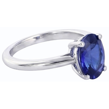 Afbeelding in Gallery-weergave laden, Solitaire ovale edelsteen ringtand set natuurlijke blauwe saffier 1 karaat