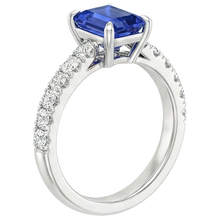 Afbeelding in Gallery-weergave laden, Solitaire ring voor dames met accenten blauwe saffier en Natuurlijke echte diamant ( niet in het laboratorium gekweekt ) 4,50 karaat