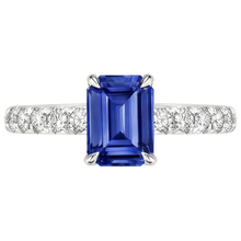 Afbeelding in Gallery-weergave laden, Solitaire ring voor dames met accenten blauwe saffier en Natuurlijke echte diamant ( niet in het laboratorium gekweekt ) 4,50 karaat