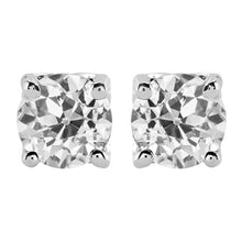 Afbeelding in Gallery-weergave laden, Fijne Diamant Antiek Cushion Oorbellen in 14 Karaat Witgoud – hoofdaanzicht