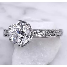 Afbeelding in Gallery-weergave laden, Solitaire Echt Diamanten Ring 2 Karaat Filigraan Milgrain