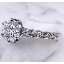 Afbeelding in Gallery-weergave laden, Solitaire Echt Diamanten Ring 2 Karaat Filigraan Milgrain