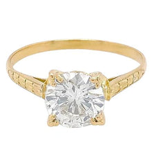Afbeelding in Gallery-weergave laden, Solitaire Echt Diamanten Ring 2 Karaat Milgrain Geel Gouden Dames Sieraden