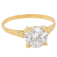 Afbeelding in Gallery-weergave laden, Solitaire Echt Diamanten Ring 2 Karaat Milgrain Geel Gouden Dames Sieraden