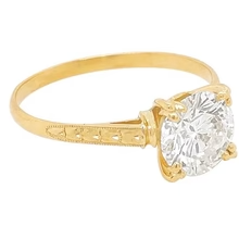 Afbeelding in Gallery-weergave laden, Solitaire Echt Diamanten Ring 2 Karaat Milgrain Geel Gouden Dames Sieraden