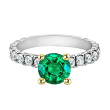 Afbeelding in Gallery-weergave laden, Colombiaanse Smaragd Sieraadsteen Ring 2,50-karaat Bicolor 14K Goud – hoofdaanzicht