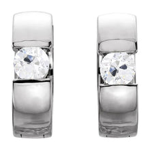 Afbeelding in Gallery-weergave laden, Solitaire Hoepel Echt Diamanten Oorbellen Oude Mijnwerker Bar Set 3 Karaat