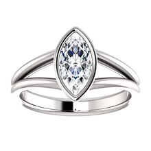 Afbeelding in Gallery-weergave laden, Solitaire Marquise Echt Diamanten Ring 3 Karaats Bezel Gespleten Schacht Sieraden