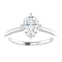 Afbeelding in Gallery-weergave laden, Solitaire Ovale Echt Diamanten Ring 4 Karaat 4 Griffen In Wit Goud 14K