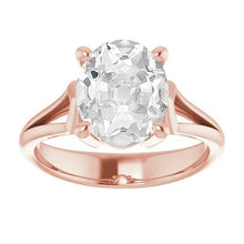 Afbeelding in Gallery-weergave laden, Solitaire Ovale Old Cut Echt Diamond Ring Prong Set 5,75 Karaat Gespleten Schacht