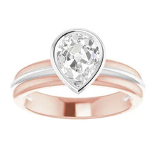 Afbeelding in Gallery-weergave laden, Solitaire Peer Oude Europese Echt Diamanten Ring Bezel Set 2.20 Karaat