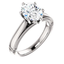 Afbeelding in Gallery-weergave laden, Solitaire Ring 4 Karaat Echt Diamant Ovale Vintage Stijl Milgrain Sieraden