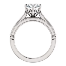 Afbeelding in Gallery-weergave laden, Solitaire Ring 4 Karaat Echt Diamant Ovale Vintage Stijl Milgrain Sieraden
