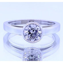 Afbeelding in Gallery-weergave laden, Solitaire Ronde Echt Diamanten Ring Bezel Set 1 Karaat Witgoud 14K