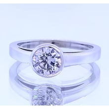 Afbeelding in Gallery-weergave laden, Solitaire Ronde Echt Diamanten Ring Bezel Set 1 Karaat Witgoud 14K