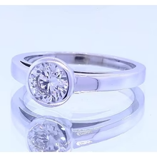Afbeelding in Gallery-weergave laden, Solitaire Ronde Echt Diamanten Ring Bezel Set 1 Karaat Witgoud 14K