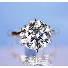 Afbeelding in Gallery-weergave laden, Solitaire Ronde Echt Diamanten Verlovingsring 6 Griffen 2 Karaat