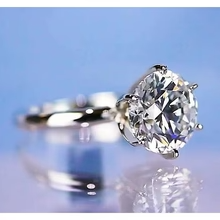Afbeelding in Gallery-weergave laden, Solitaire Ronde Echt Diamanten Verlovingsring 6 Griffen 2 Karaat