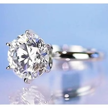 Afbeelding in Gallery-weergave laden, Solitaire Ronde Echt Diamanten Verlovingsring 6 Griffen 2 Karaat